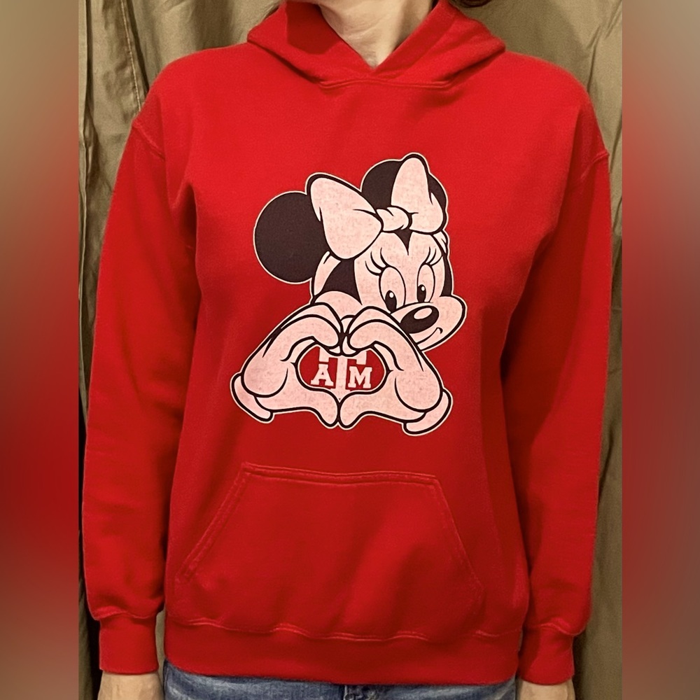 Gildan brand hoodie. Disney. Minnie Mouse. Texas A&M. Youth size L